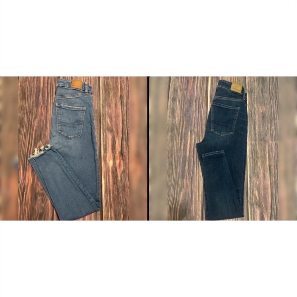 Two American Eagle Outfitters Women’s Skinny Jeans Duo - Light Blue & Dark Blue
